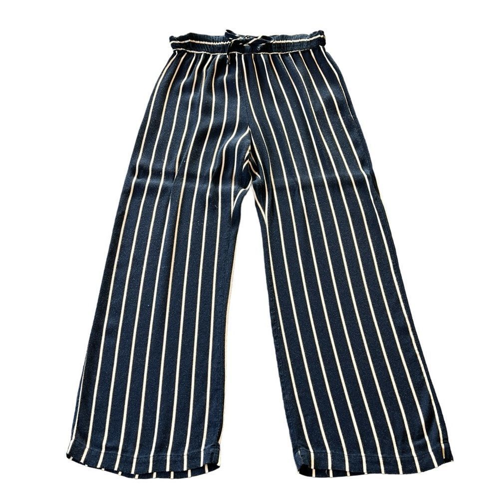 COPY - REFORMATION Sorrenti Capone Blue Striped High Rise Wide Leg Flare Pants …